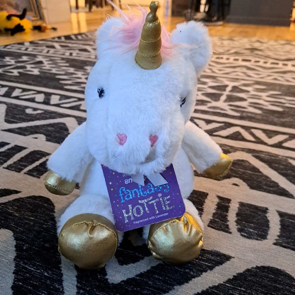 Aroma Home Fantasy Hotie Microwaveable Lavender Scented Unicorn Plush White Gold